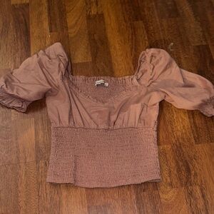 Abercrombie & Fitch Mauve Puff Sleeve Blouse